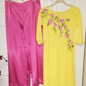 Vietnamese Ao Dai Embroidered with pants